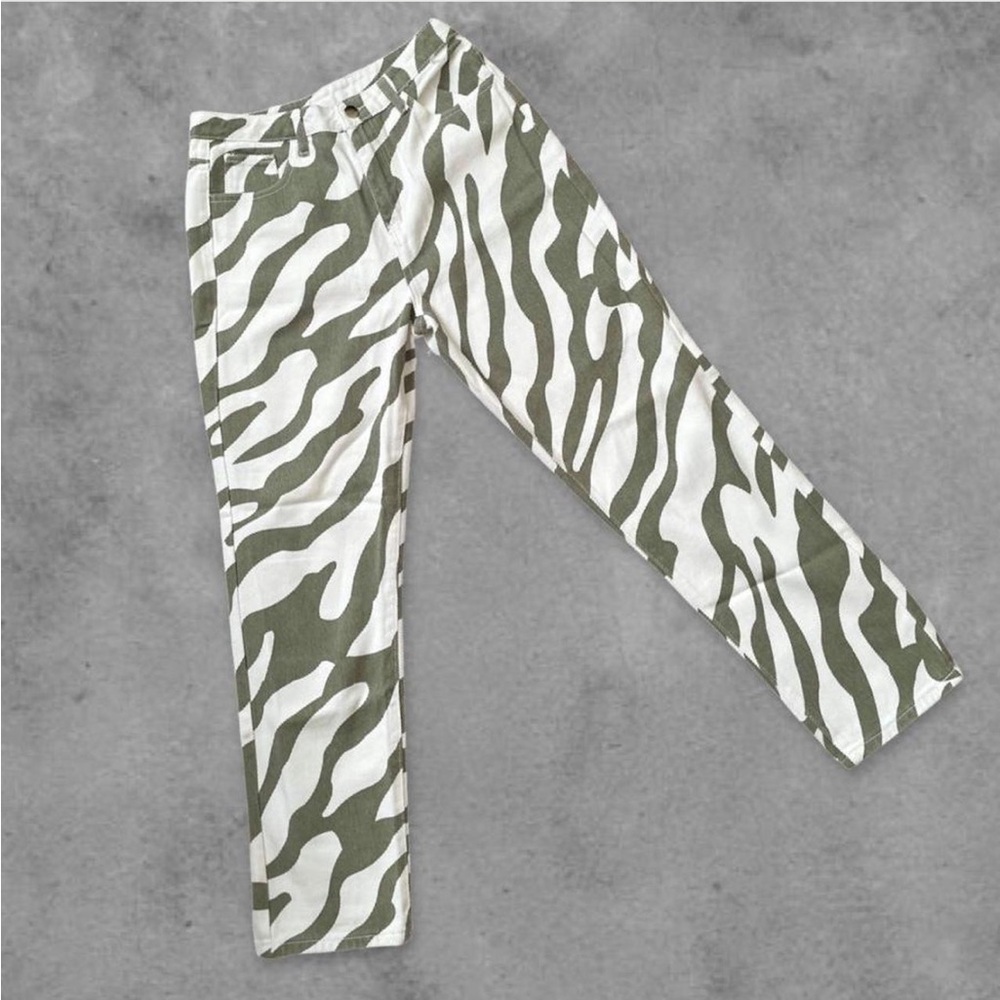 Sage Zebra High Waisted Mom Jeans